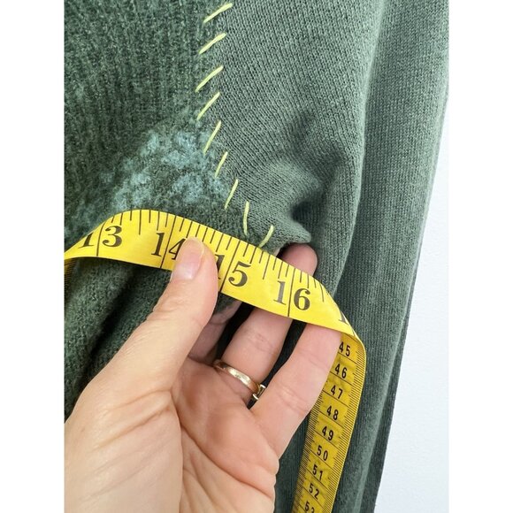 Free People Long Sweater Sage Green Long Sleeve Knit Cottagecore Tunic Sz M - Picture 6 of 9